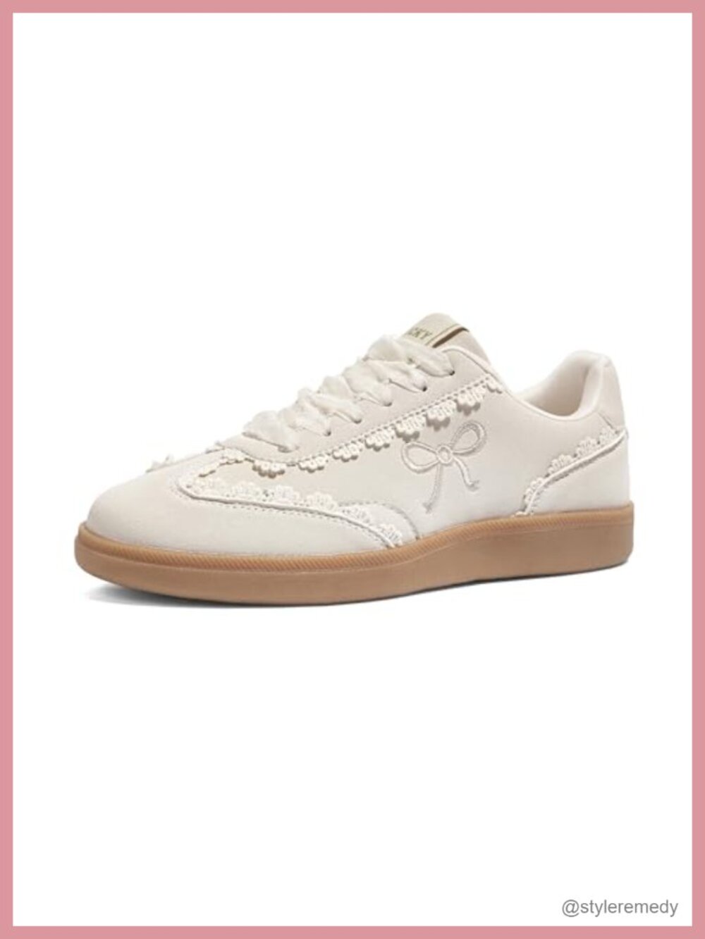 LUCKY STEP Women's Lace Detail Sneakers Organza Ribbon Ballet-Inspired